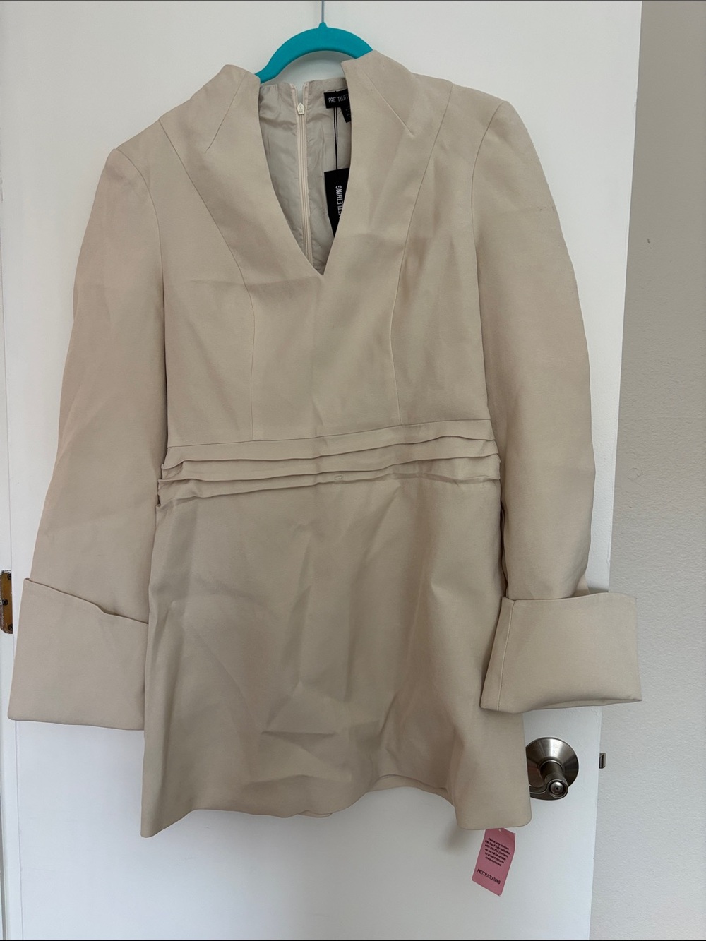 NWT PrettyLittleThing Cream Pleated Dress